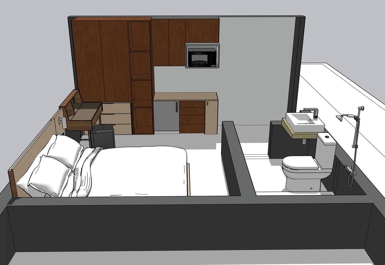 Interior amueblado · cocina y baño completo